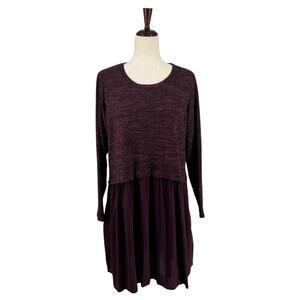 LOGO Lori Goldstein L Longline Peplum Tunic‎ A296527 Plum Pockets Long Sleeve